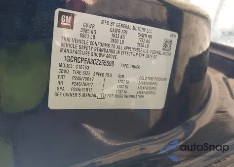 2012 Chevrolet Silverado 1500 Work Truck from USA, damaged, VIN 1GCRCPEA3CZ255590